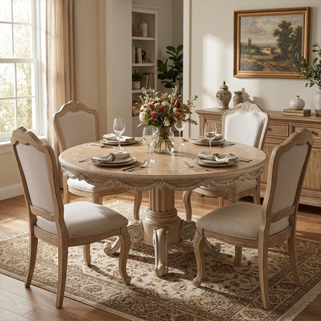 EKAR Furniture | Savannah Grace Heritage Marquetry Dining Table - Luxury American Classical Round Table,MY SHOP,EKAR Furniture | Savannah Grace Heritage Marquetry Dining Table - Luxury American Classical Round Table,foshan furniture factory,custom Furniture factory,china furniture factory