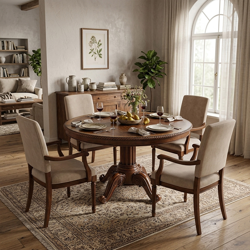 EKAR Furniture | Winston Manor Luxury Pedestal Dining Table - High-End American Classical Round Table,MY SHOP,EKAR Furniture | Winston Manor Luxury Pedestal Dining Table - High-End American Classical Round Table,foshan furniture factory,custom Furniture factory,china furniture factory