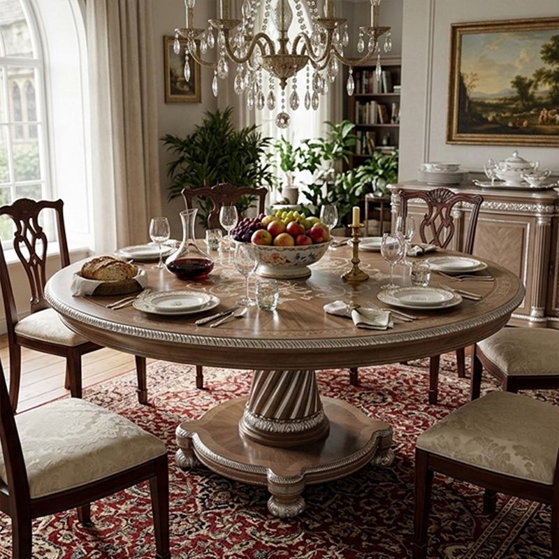 EKAR Furniture | Sovereign Estate Grand Marquetry Dining Table - Luxury American Classical Pedestal Table,MY SHOP,EKAR Furniture | Sovereign Estate Grand Marquetry Dining Table - Luxury American Classical Pedestal Table,foshan furniture factory,custom Furniture factory,china furniture factory