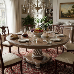 EKAR Furniture | Sovereign Estate Grand Marquetry Dining Table - Luxury American Classical Pedestal Table,MY SHOP,EKAR Furniture | Sovereign Estate Grand Marquetry Dining Table - Luxury American Classical Pedestal Table,foshan furniture factory,custom Furniture factory,china furniture factory