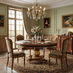 EKAR Furniture | Sovereign Heritage Marquetry Pedestal Dining Table – Luxury American Classical Centerpiece,MY SHOP,EKAR Furniture | Sovereign Heritage Marquetry Pedestal Dining Table – Luxury American Classical Centerpiece,foshan furniture factory,custom Furniture factory,china furniture factory