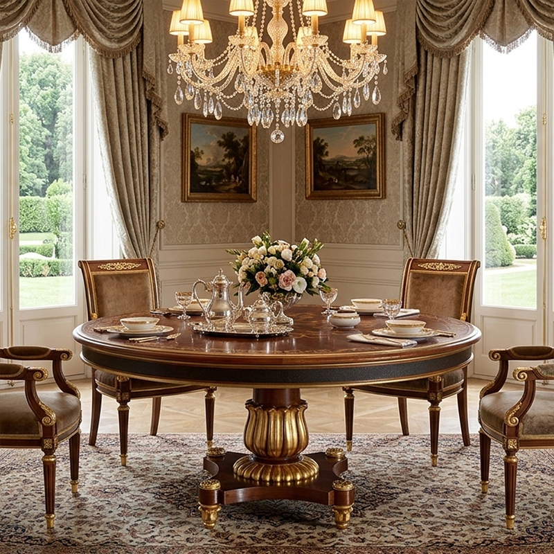 EKAR Furniture | Sovereign Heritage Marquetry Pedestal Dining Table – Luxury American Classical Centerpiece,MY SHOP,EKAR Furniture | Sovereign Heritage Marquetry Pedestal Dining Table – Luxury American Classical Centerpiece,foshan furniture factory,custom Furniture factory,china furniture factory