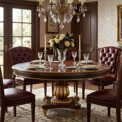 EKAR Furniture | Sovereign Heritage Marquetry Pedestal Dining Table – Luxury American Classical Centerpiece,MY SHOP,EKAR Furniture | Sovereign Heritage Marquetry Pedestal Dining Table – Luxury American Classical Centerpiece,foshan furniture factory,custom Furniture factory,china furniture factory