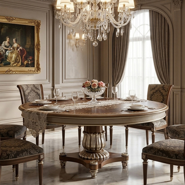 EKAR Furniture | Sovereign Heritage Marquetry Pedestal Dining Table – Luxury American Classical Centerpiece,MY SHOP,EKAR Furniture | Sovereign Heritage Marquetry Pedestal Dining Table – Luxury American Classical Centerpiece,foshan furniture factory,custom Furniture factory,china furniture factory