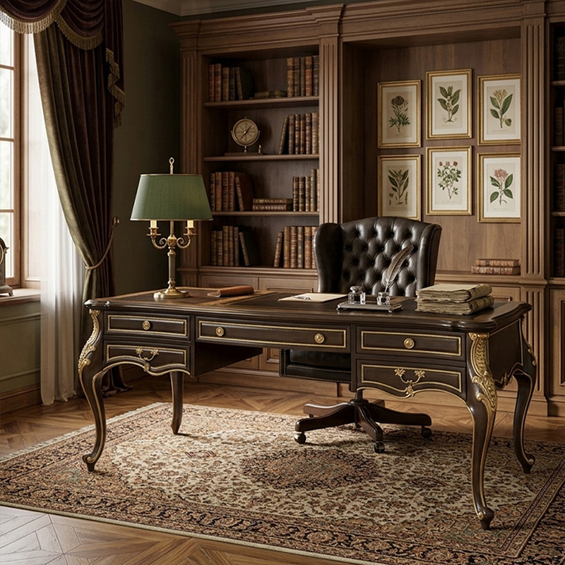 EKAR Furniture | Sovereign Manor Hand-Carved Executive Desk – Luxury American Classical Study Furniture,MY SHOP,EKAR Furniture | Sovereign Manor Hand-Carved Executive Desk – Luxury American Classical Study Furniture,foshan furniture factory,custom Furniture factory,china furniture factory