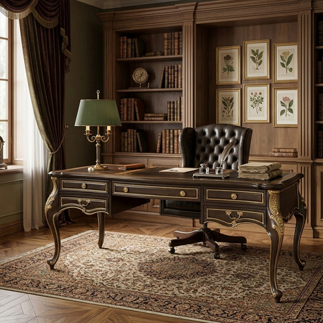 EKAR Furniture | Sovereign Manor Hand-Carved Executive Desk – Luxury American Classical Study Furniture,MY SHOP,EKAR Furniture | Sovereign Manor Hand-Carved Executive Desk – Luxury American Classical Study Furniture,foshan furniture factory,custom Furniture factory,china furniture factory