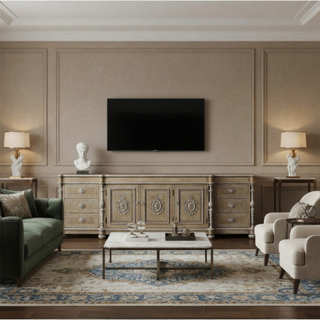 Luxury American Classical TV Stand | Regency Grandeur Heritage Media Sideboard | EKAR Furniture,MY SHOP,Luxury American Classical TV Stand | Regency Grandeur Heritage Media Sideboard | EKAR Furniture,foshan furniture factory,custom Furniture factory,china furniture factory