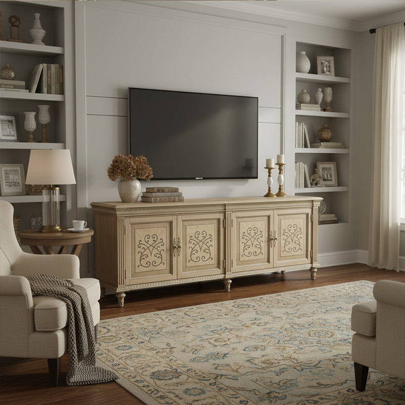 EKAR Furniture | Provincial Serenity Heritage Media Sideboard - Luxury American Classical TV Stand,EKAR FURNITURE CO.,LTD,EKAR Furniture | Provincial Serenity Heritage Media Sideboard - Luxury American Classical TV Stand,foshan furniture factory,custom Furniture factory,china furniture factory