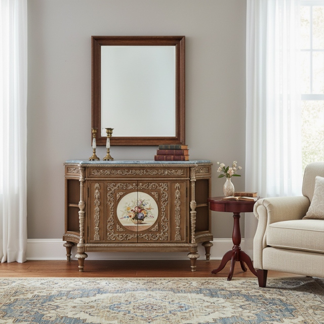EKAR Furniture | Imperial Flora Hand-Painted Sideboard - Luxury Neoclassical Credenza,MY SHOP,EKAR Furniture | Imperial Flora Hand-Painted Sideboard - Luxury Neoclassical Credenza,foshan furniture factory,custom Furniture factory,china furniture factory