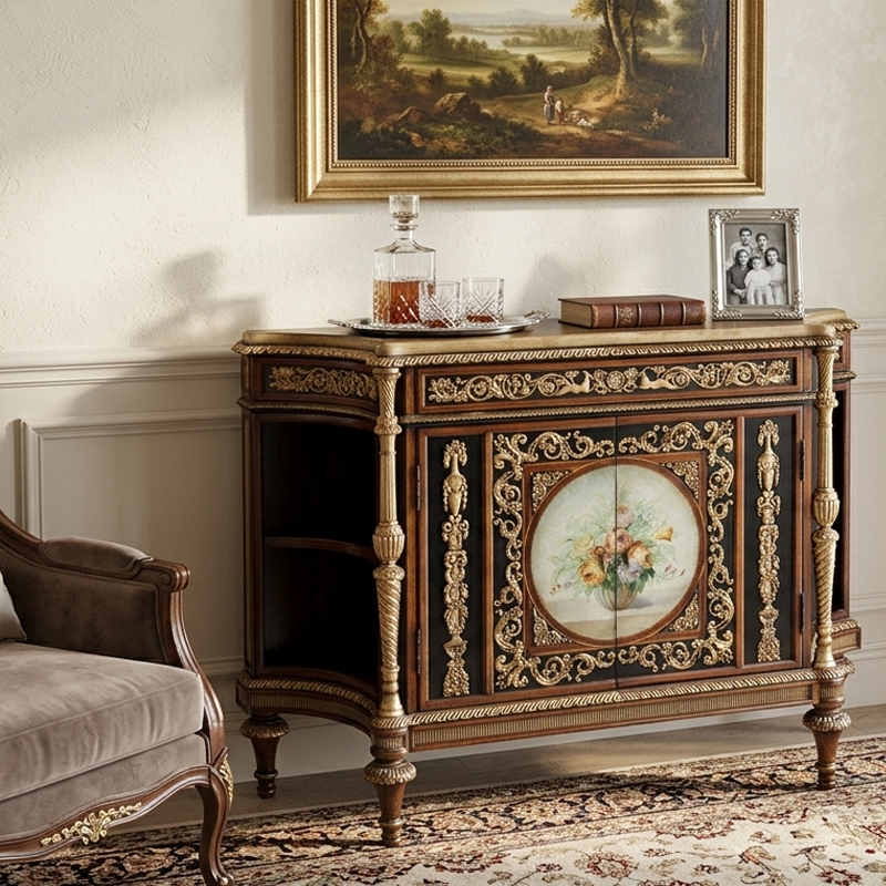 EKAR Furniture | Imperial Flora Hand-Painted Sideboard - Luxury Neoclassical Credenza,MY SHOP,EKAR Furniture | Imperial Flora Hand-Painted Sideboard - Luxury Neoclassical Credenza,foshan furniture factory,custom Furniture factory,china furniture factory