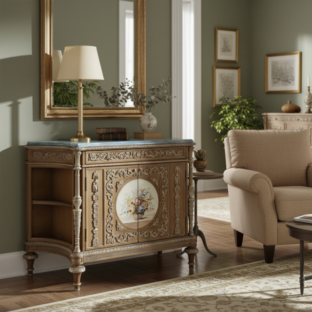 EKAR Furniture | Imperial Flora Hand-Painted Sideboard - Luxury Neoclassical Credenza,MY SHOP,EKAR Furniture | Imperial Flora Hand-Painted Sideboard - Luxury Neoclassical Credenza,foshan furniture factory,custom Furniture factory,china furniture factory