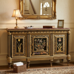 Botanical Grandeur Hand-Painted Gilded Console | Luxury American ClassicalEntryway Cabinet by EKAR FURNITUR,EKAR FURNITURE CO.,LTD,Botanical Grandeur Hand-Painted Gilded Console | Luxury American ClassicalEntryway Cabinet by EKAR FURNITUR,foshan furniture factory,custom Furniture factory,china furniture factory