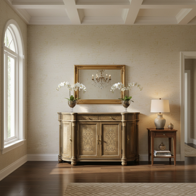 Aurelian Estate Bow-Front Classical Console | Luxury American Style Entryway Cabinet by EKAR FURNITURE,EKAR FURNITURE CO.,LTD,Aurelian Estate Bow-Front Classical Console | Luxury American Style Entryway Cabinet by EKAR FURNITURE,foshan furniture factory,custom Furniture factory,china furniture factory