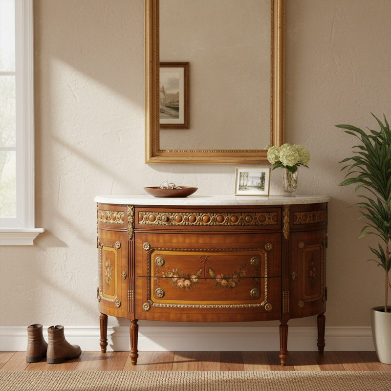 Belvedere Gilded Marquetry Sideboard | Luxury American Classical Entryway Console by EKAR FURNITURE,EKAR FURNITURE CO.,LTD,Belvedere Gilded Marquetry Sideboard | Luxury American Classical Entryway Console by EKAR FURNITURE,foshan furniture factory,custom Furniture factory,china furniture factory