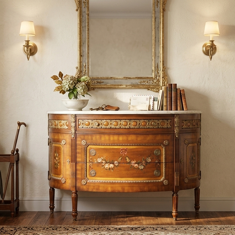 Belvedere Gilded Marquetry Sideboard | Luxury American Classical Entryway Console by EKAR FURNITURE,EKAR FURNITURE CO.,LTD,Belvedere Gilded Marquetry Sideboard | Luxury American Classical Entryway Console by EKAR FURNITURE,foshan furniture factory,custom Furniture factory,china furniture factory
