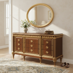 Regency Manor Silver-Accented Sideboard | Luxury American Classical Entryway Console by EKAR FURNITURE,EKAR FURNITURE CO.,LTD,Regency Manor Silver-Accented Sideboard | Luxury American Classical Entryway Console by EKAR FURNITURE,foshan furniture factory,custom Furniture factory,china furniture factory