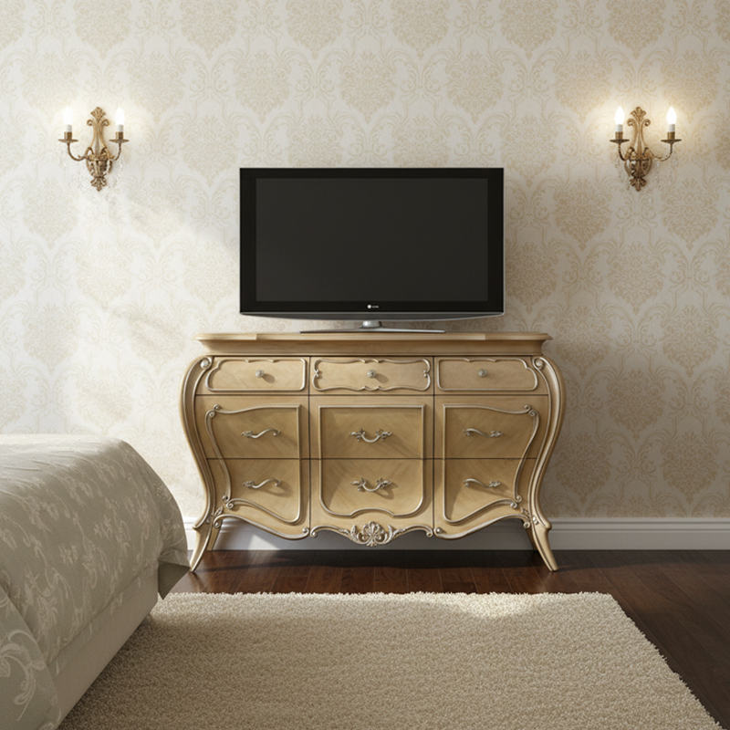 Marquesa Champagne Gilded Sideboard | Luxury American Classical Bombe Chest by EKAR FURNITURE,EKAR FURNITURE CO.,LTD,Marquesa Champagne Gilded Sideboard | Luxury American Classical Bombe Chest by EKAR FURNITURE,foshan furniture factory,custom Furniture factory,china furniture factory