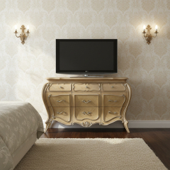 Marquesa Champagne Gilded Sideboard | Luxury American Classical Bombe Chest by EKAR FURNITURE,EKAR FURNITURE CO.,LTD,Marquesa Champagne Gilded Sideboard | Luxury American Classical Bombe Chest by EKAR FURNITURE,foshan furniture factory,custom Furniture factory,china furniture factory