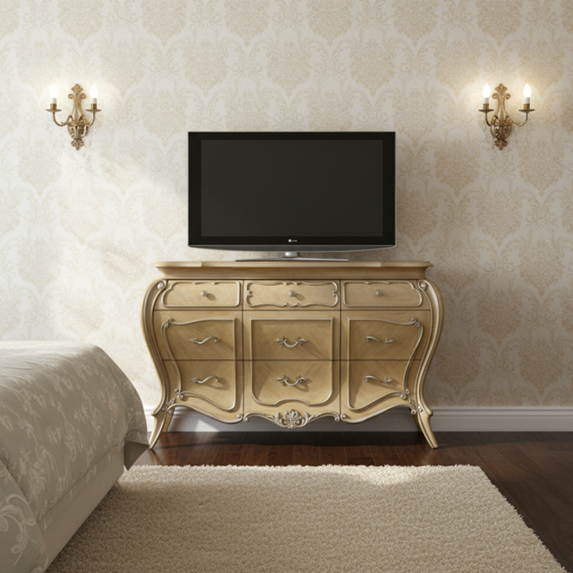 Marquesa Champagne Gilded Sideboard | Luxury American Classical Bombe Chest by EKAR FURNITURE,EKAR FURNITURE CO.,LTD,Marquesa Champagne Gilded Sideboard | Luxury American Classical Bombe Chest by EKAR FURNITURE,foshan furniture factory,custom Furniture factory,china furniture factory