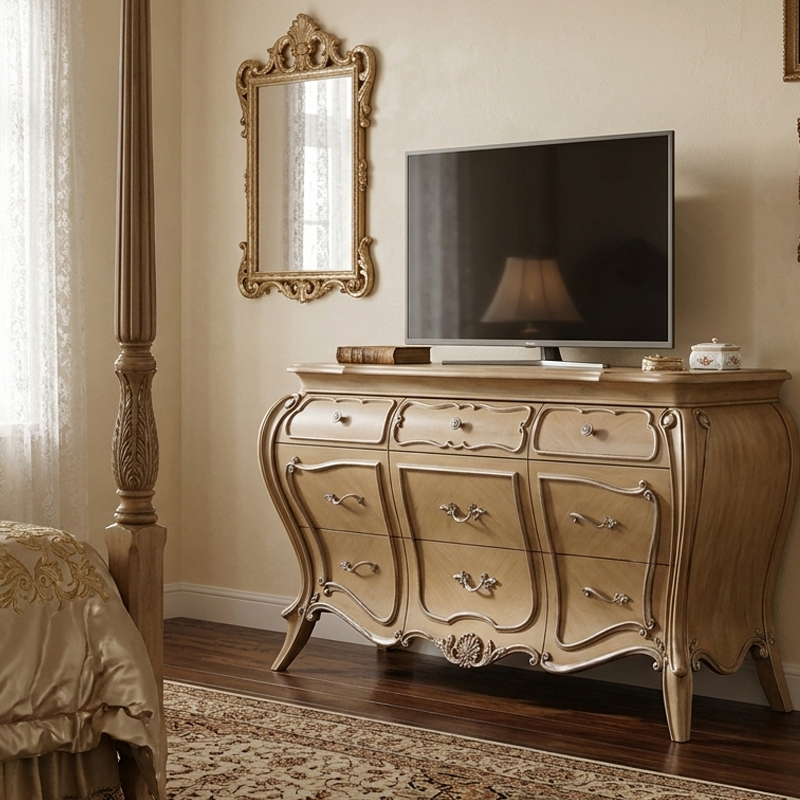 Marquesa Champagne Gilded Sideboard | Luxury American Classical Bombe Chest by EKAR FURNITURE,EKAR FURNITURE CO.,LTD,Marquesa Champagne Gilded Sideboard | Luxury American Classical Bombe Chest by EKAR FURNITURE,foshan furniture factory,custom Furniture factory,china furniture factory