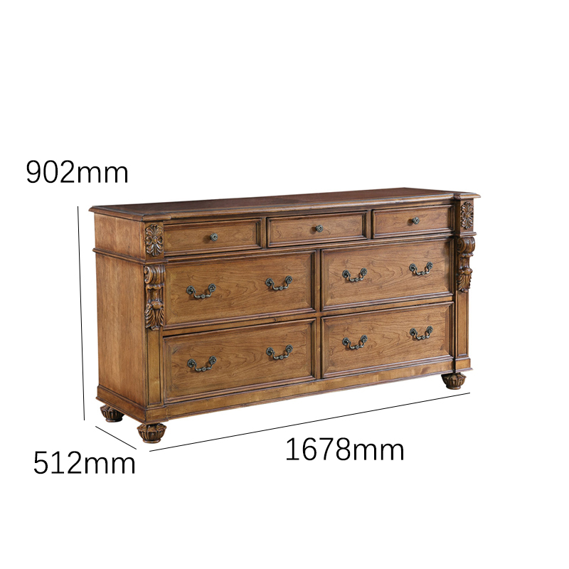 Regency Estate Classical American Sideboard | Luxury 7-Drawer Wood Buffet by EKAR FURNITURE,EKAR FURNITURE CO.,LTD,Regency Estate Classical American Sideboard | Luxury 7-Drawer Wood Buffet by EKAR FURNITURE,foshan furniture factory,custom Furniture factory,china furniture factory