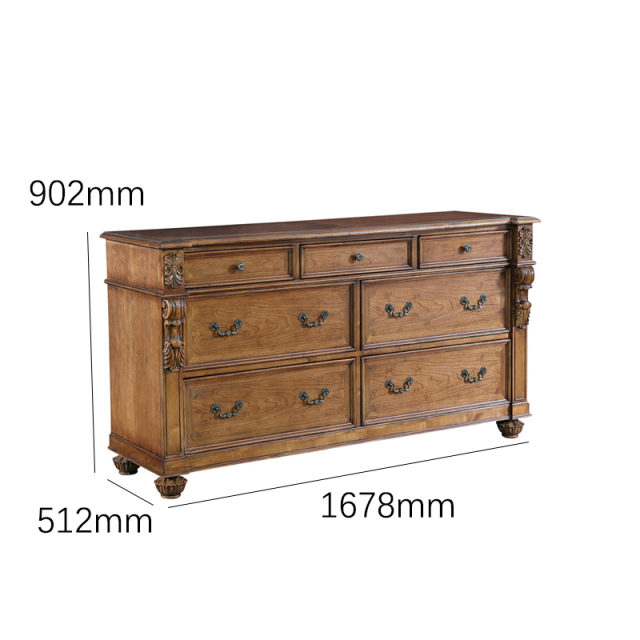 Regency Estate Classical American Sideboard | Luxury 7-Drawer Wood Buffet by EKAR FURNITURE,EKAR FURNITURE CO.,LTD,Regency Estate Classical American Sideboard | Luxury 7-Drawer Wood Buffet by EKAR FURNITURE,foshan furniture factory,custom Furniture factory,china furniture factory