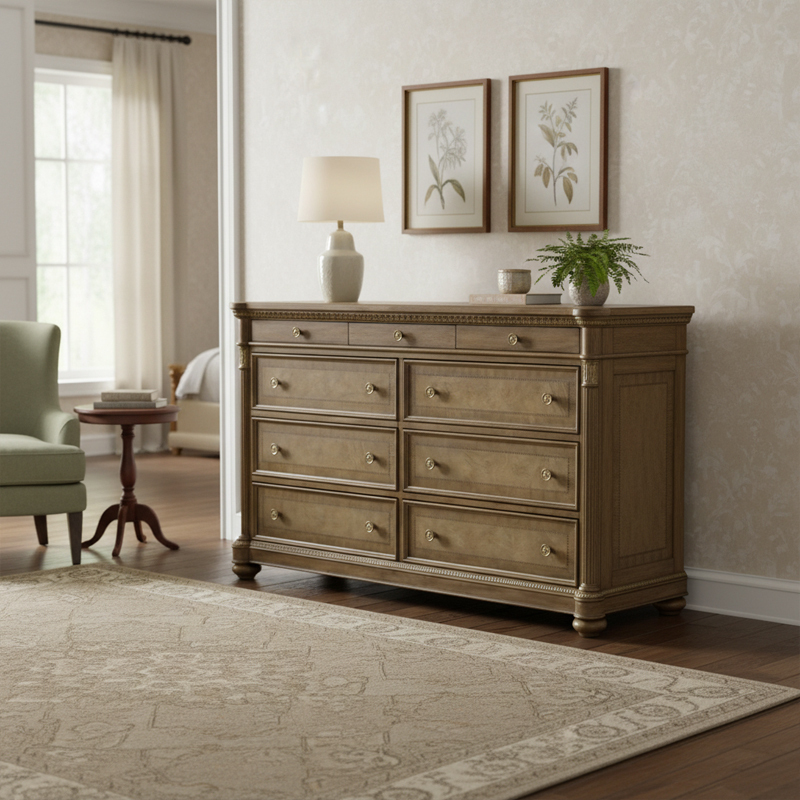 Aurelian Heritage Nine-Drawer Sideboard | Luxury American Classical Dresser by EKAR FURNITURE,EKAR FURNITURE CO.,LTD,Aurelian Heritage Nine-Drawer Sideboard | Luxury American Classical Dresser by EKAR FURNITURE,foshan furniture factory,custom Furniture factory,china furniture factory