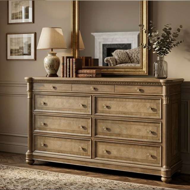 Aurelian Heritage Nine-Drawer Sideboard | Luxury American Classical Dresser by EKAR FURNITURE,EKAR FURNITURE CO.,LTD,Aurelian Heritage Nine-Drawer Sideboard | Luxury American Classical Dresser by EKAR FURNITURE,foshan furniture factory,custom Furniture factory,china furniture factory