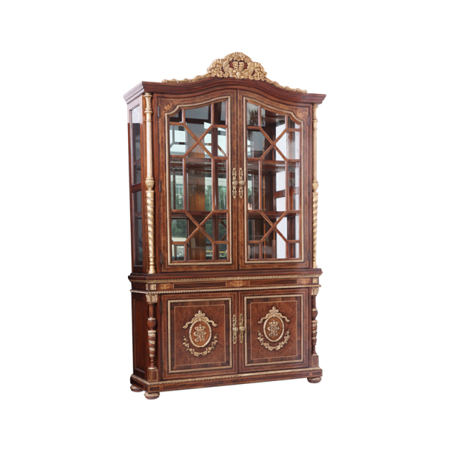 Sovereign Crest Gilded Display Cabinet | Luxury American Classical China Hutch by EKAR FURNITURE,EKAR FURNITURE CO.,LTD,Sovereign Crest Gilded Display Cabinet | Luxury American Classical China Hutch by EKAR FURNITURE,foshan furniture factory,custom Furniture factory,china furniture factory