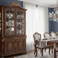 Sovereign Crest Gilded Display Cabinet | Luxury American Classical China Hutch by EKAR FURNITURE,EKAR FURNITURE CO.,LTD,Sovereign Crest Gilded Display Cabinet | Luxury American Classical China Hutch by EKAR FURNITURE,foshan furniture factory,custom Furniture factory,china furniture factory