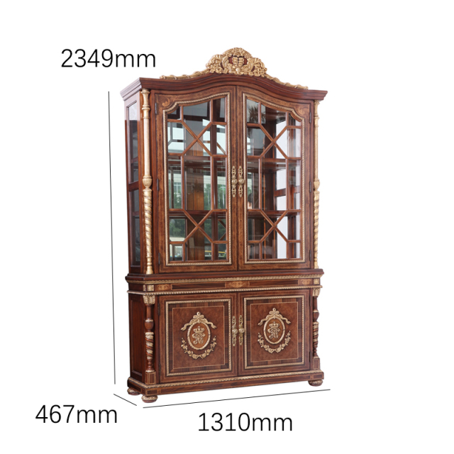 Sovereign Crest Gilded Display Cabinet | Luxury American Classical China Hutch by EKAR FURNITURE,EKAR FURNITURE CO.,LTD,Sovereign Crest Gilded Display Cabinet | Luxury American Classical China Hutch by EKAR FURNITURE,foshan furniture factory,custom Furniture factory,china furniture factory
