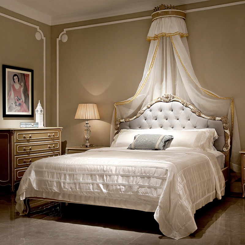 Versailles Sovereign Tufted Bed | Luxury American Classical Gilded Bedroom Set by EKAR FURNITURE,EKAR FURNITURE CO.,LTD,Versailles Sovereign Tufted Bed | Luxury American Classical Gilded Bedroom Set by EKAR FURNITURE,foshan furniture factory,custom Furniture factory,china furniture factory