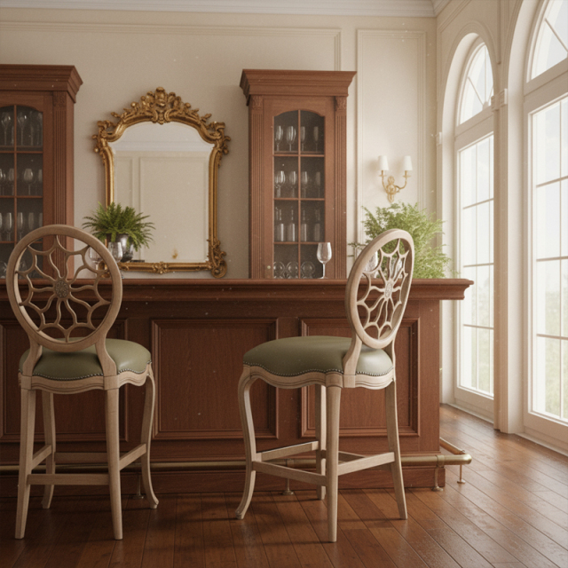 EKAR Furniture | Provincial Grace Medallion Bar Stool - Luxury American Classical Counter Seating,EKAR FURNITURE CO.,LTD,EKAR Furniture | Provincial Grace Medallion Bar Stool - Luxury American Classical Counter Seating,foshan furniture factory,custom Furniture factory,china furniture factory