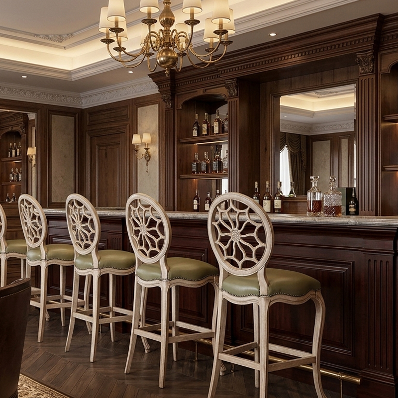 EKAR Furniture | Provincial Grace Medallion Bar Stool - Luxury American Classical Counter Seating,EKAR FURNITURE CO.,LTD,EKAR Furniture | Provincial Grace Medallion Bar Stool - Luxury American Classical Counter Seating,foshan furniture factory,custom Furniture factory,china furniture factory