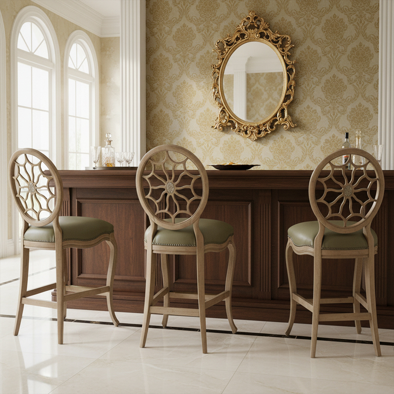EKAR Furniture | Provincial Grace Medallion Bar Stool - Luxury American Classical Counter Seating,EKAR FURNITURE CO.,LTD,EKAR Furniture | Provincial Grace Medallion Bar Stool - Luxury American Classical Counter Seating,foshan furniture factory,custom Furniture factory,china furniture factory