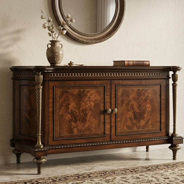 Regency Marquetry Gilded Side Cabinet - Luxury French Classical Accent Credenza | EKAR FURNITURE,EKAR FURNITURE CO.,LTD,Regency Marquetry Gilded Side Cabinet - Luxury French Classical Accent Credenza | EKAR FURNITURE,foshan furniture factory,custom Furniture factory,china furniture factory