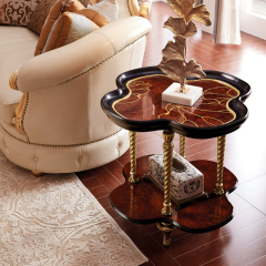Marquis Burl Wood Quatrefoil Side Table - Luxury French Classical Accent Table | EKAR FURNITURE,EKAR FURNITURE CO.,LTD,Marquis Burl Wood Quatrefoil Side Table - Luxury French Classical Accent Table | EKAR FURNITURE,foshan furniture factory,custom Furniture factory,china furniture factory