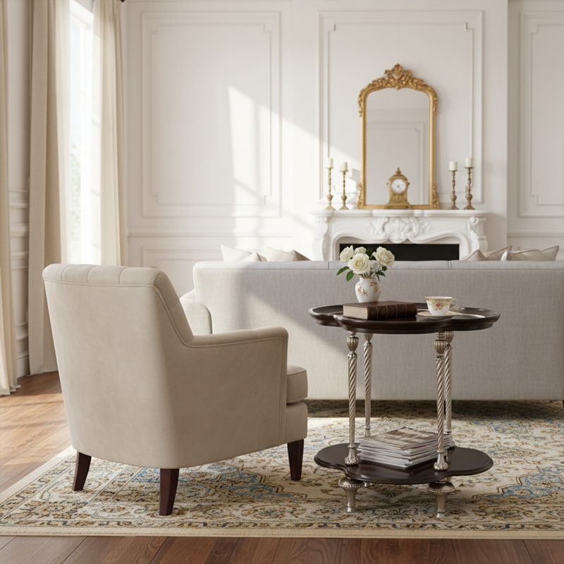 Marquis Burl Wood Quatrefoil Side Table - Luxury French Classical Accent Table | EKAR FURNITURE,EKAR FURNITURE CO.,LTD,Marquis Burl Wood Quatrefoil Side Table - Luxury French Classical Accent Table | EKAR FURNITURE,foshan furniture factory,custom Furniture factory,china furniture factory