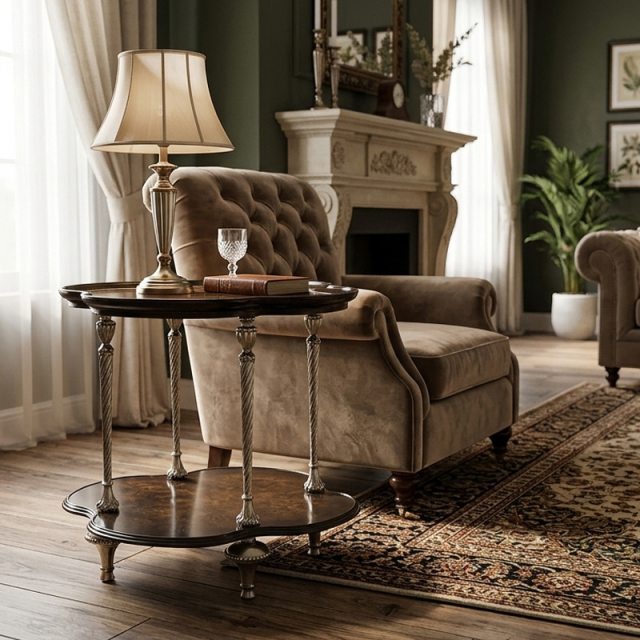 Marquis Burl Wood Quatrefoil Side Table - Luxury French Classical Accent Table | EKAR FURNITURE,EKAR FURNITURE CO.,LTD,Marquis Burl Wood Quatrefoil Side Table - Luxury French Classical Accent Table | EKAR FURNITURE,foshan furniture factory,custom Furniture factory,china furniture factory