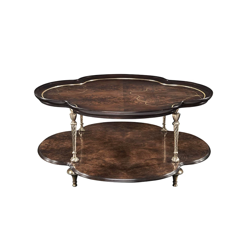 Marquis Burl Wood Quatrefoil Coffee Table - Luxury French Classical Two-Tier Center Table | EKAR FURNITURE,EKAR FURNITURE CO.,LTD,Marquis Burl Wood Quatrefoil Coffee Table - Luxury French Classical Two-Tier Center Table | EKAR FURNITURE,foshan furniture factory,custom Furniture factory,china furniture factory