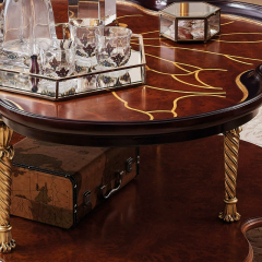 Marquis Burl Wood Quatrefoil Coffee Table - Luxury French Classical Two-Tier Center Table | EKAR FURNITURE,EKAR FURNITURE CO.,LTD,Marquis Burl Wood Quatrefoil Coffee Table - Luxury French Classical Two-Tier Center Table | EKAR FURNITURE,foshan furniture factory,custom Furniture factory,china furniture factory