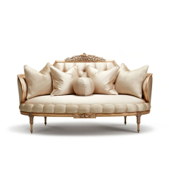 Marquise Gilded Silk Settee - Luxury French Classical Loveseat | EKAR FURNITURE,EKAR FURNITURE CO.,LTD,Marquise Gilded Silk Settee - Luxury French Classical Loveseat | EKAR FURNITURE,foshan furniture factory,custom Furniture factory,china furniture factory