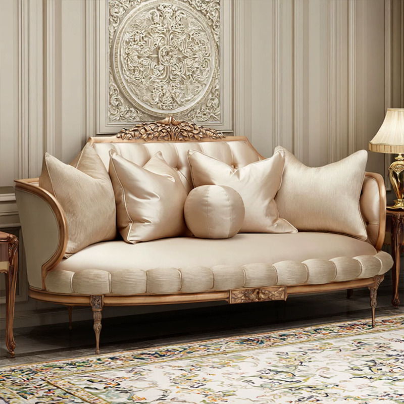 Marquise Gilded Silk Settee - Luxury French Classical Loveseat | EKAR FURNITURE,EKAR FURNITURE CO.,LTD,Marquise Gilded Silk Settee - Luxury French Classical Loveseat | EKAR FURNITURE,foshan furniture factory,custom Furniture factory,china furniture factory