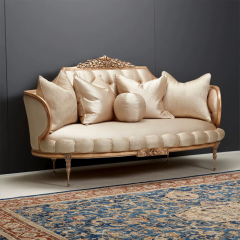 Marquise Gilded Silk Settee - Luxury French Classical Loveseat | EKAR FURNITURE,EKAR FURNITURE CO.,LTD,Marquise Gilded Silk Settee - Luxury French Classical Loveseat | EKAR FURNITURE,foshan furniture factory,custom Furniture factory,china furniture factory