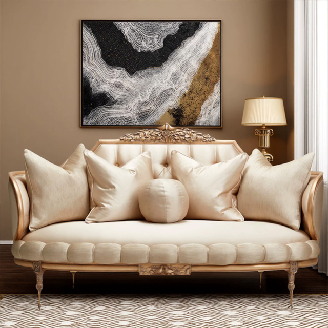 Marquise Gilded Silk Settee - Luxury French Classical Loveseat | EKAR FURNITURE,EKAR FURNITURE CO.,LTD,Marquise Gilded Silk Settee - Luxury French Classical Loveseat | EKAR FURNITURE,foshan furniture factory,custom Furniture factory,china furniture factory