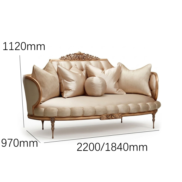 Marquise Gilded Silk Settee - Luxury French Classical Loveseat | EKAR FURNITURE,EKAR FURNITURE CO.,LTD,Marquise Gilded Silk Settee - Luxury French Classical Loveseat | EKAR FURNITURE,foshan furniture factory,custom Furniture factory,china furniture factory