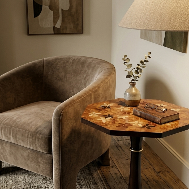 Botanical Inlay Octagonal Pedestal Accent Table - Luxury French Classical Side Table | EKAR FURNITURE,EKAR FURNITURE CO.,LTD,Botanical Inlay Octagonal Pedestal Accent Table - Luxury French Classical Side Table | EKAR FURNITURE,foshan furniture factory,custom Furniture factory,china furniture factory