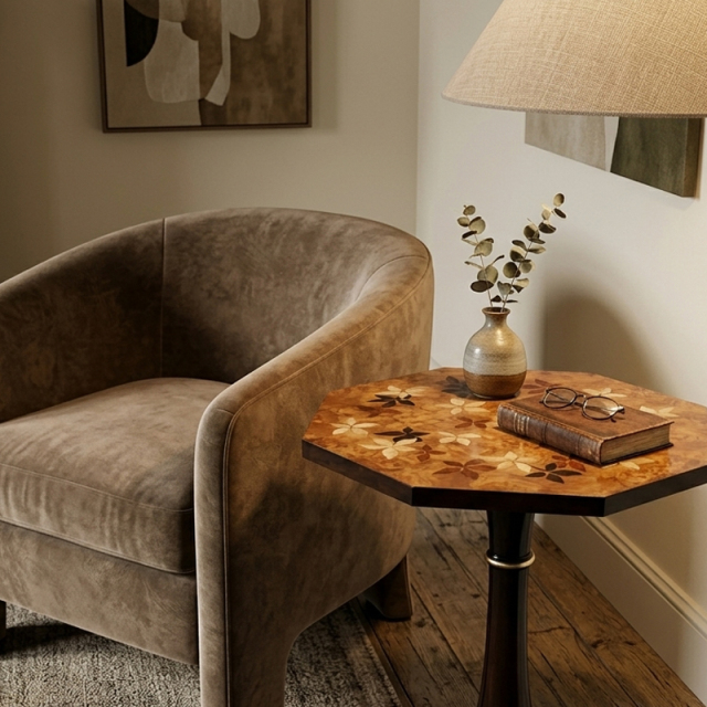 Botanical Inlay Octagonal Pedestal Accent Table - Luxury French Classical Side Table | EKAR FURNITURE,EKAR FURNITURE CO.,LTD,Botanical Inlay Octagonal Pedestal Accent Table - Luxury French Classical Side Table | EKAR FURNITURE,foshan furniture factory,custom Furniture factory,china furniture factory