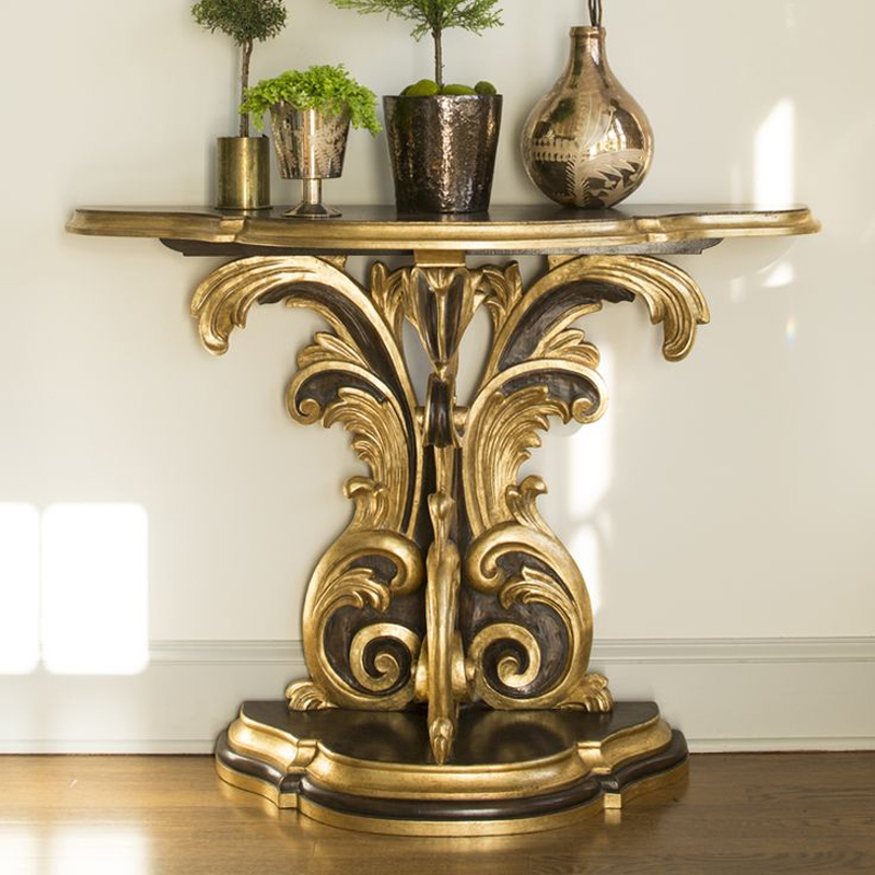 Acanthus Gilded Baroque Demilune Console Table  | EKAR FURNIT,EKAR FURNITURE CO.,LTD,Acanthus Gilded Baroque Demilune Console Table  | EKAR FURNIT,foshan furniture factory,custom Furniture factory,china furniture factory