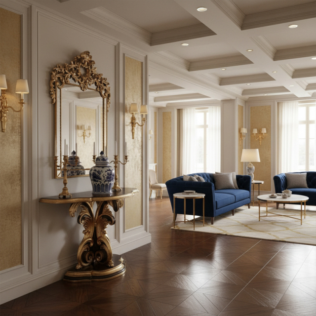 Acanthus Gilded Baroque Demilune Console Table  | EKAR FURNIT,EKAR FURNITURE CO.,LTD,Acanthus Gilded Baroque Demilune Console Table  | EKAR FURNIT,foshan furniture factory,custom Furniture factory,china furniture factory